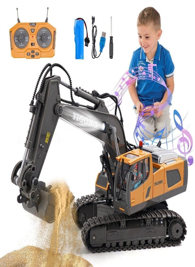 RABJET Remote Control Excavator Toy 1:20 Scale with 11 Channels/Lights/Sounds/Auto Demo/680° Rotation, 2.4Ghz Rc Construction Vehicles for Boys 4 Years Old Kids Adults - Multi - Image 2